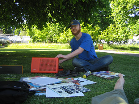 Playing vinyl in the botanical gardens